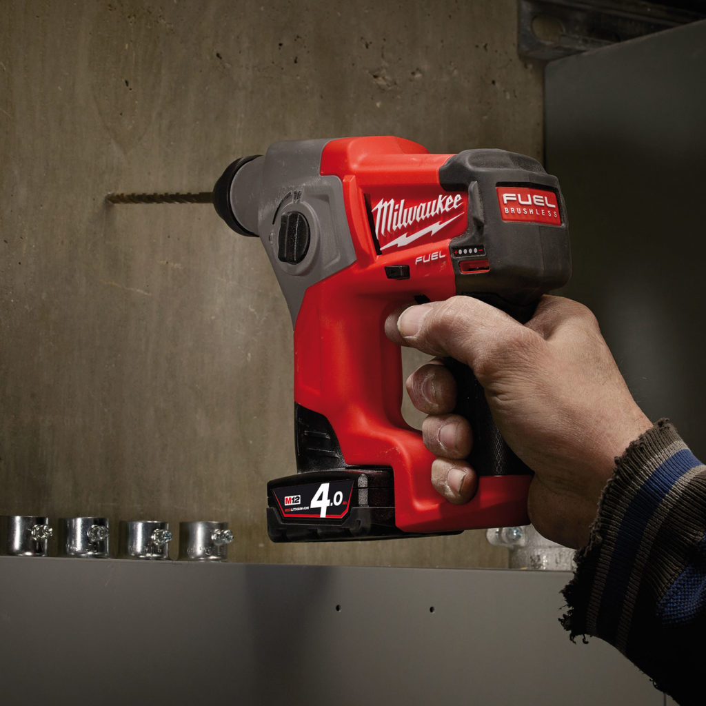 Milwaukee M12CH 12V Fuel SDS Hammer Drill c/w 2 x 4.0Ah Batt - Protrade