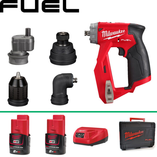 Milwaukee M12FDDXKIT 12V Fuel 4-in-1 Drill/Driver c/w 2x2Ah - Protrade