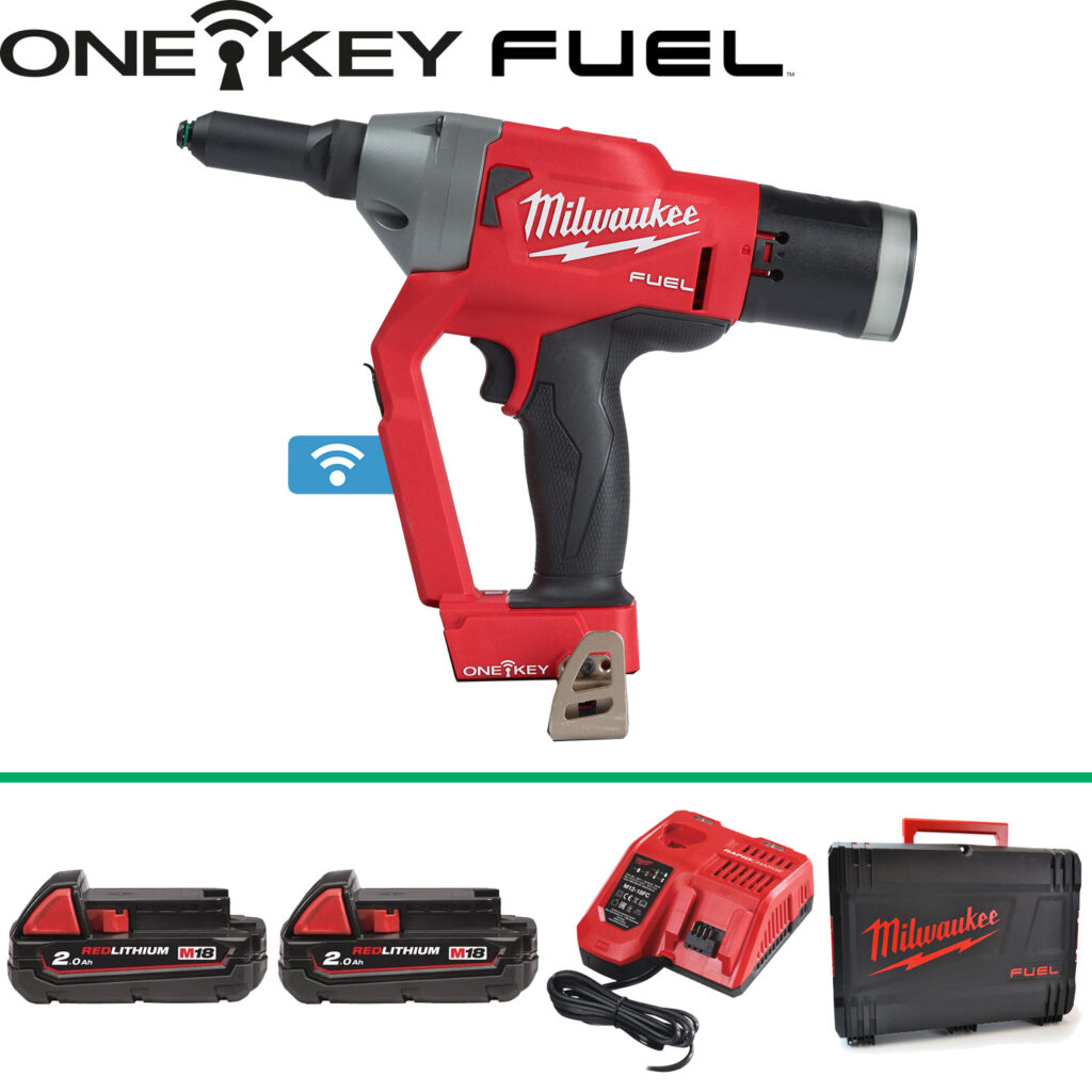 Milwaukee M18ONEFPRT 18V One-Key Pop Rivet Tool c/w 2x2.0Ah - Protrade