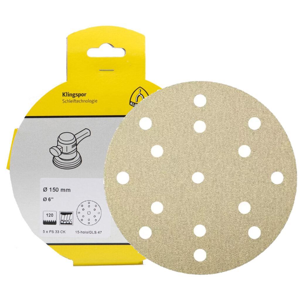 Klingspor PS33 150mm 15-Hole Sanding Discs For Wood – Pack 5 - Protrade