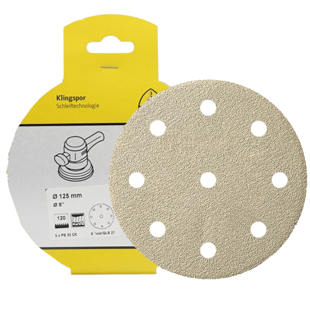 Klingspor PS33 125mm 9-Hole Sanding Discs For Wood – Pack 5 - Protrade