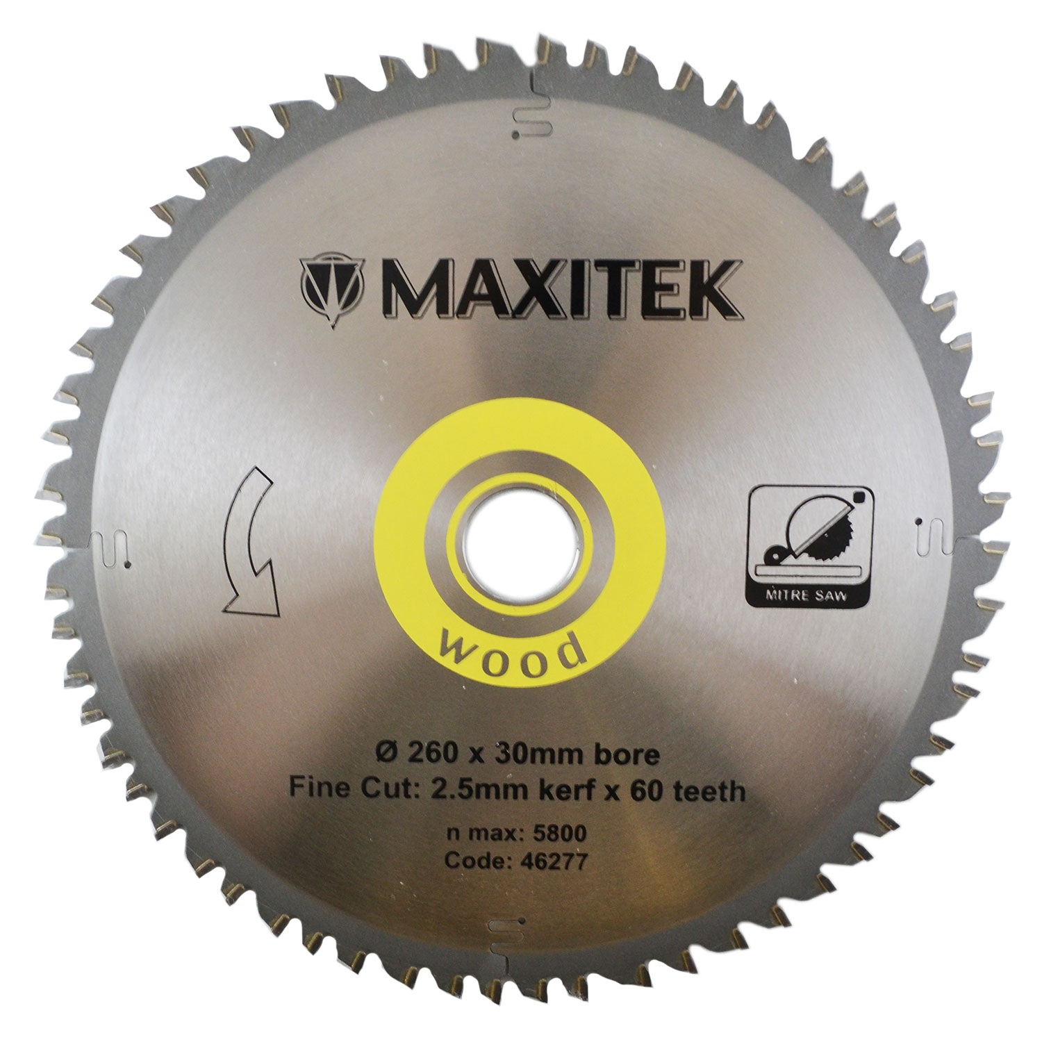 Maxitek 260 X 2.5 X 30 X 60T Universal Wood Mitre Saw Blade - Protrade